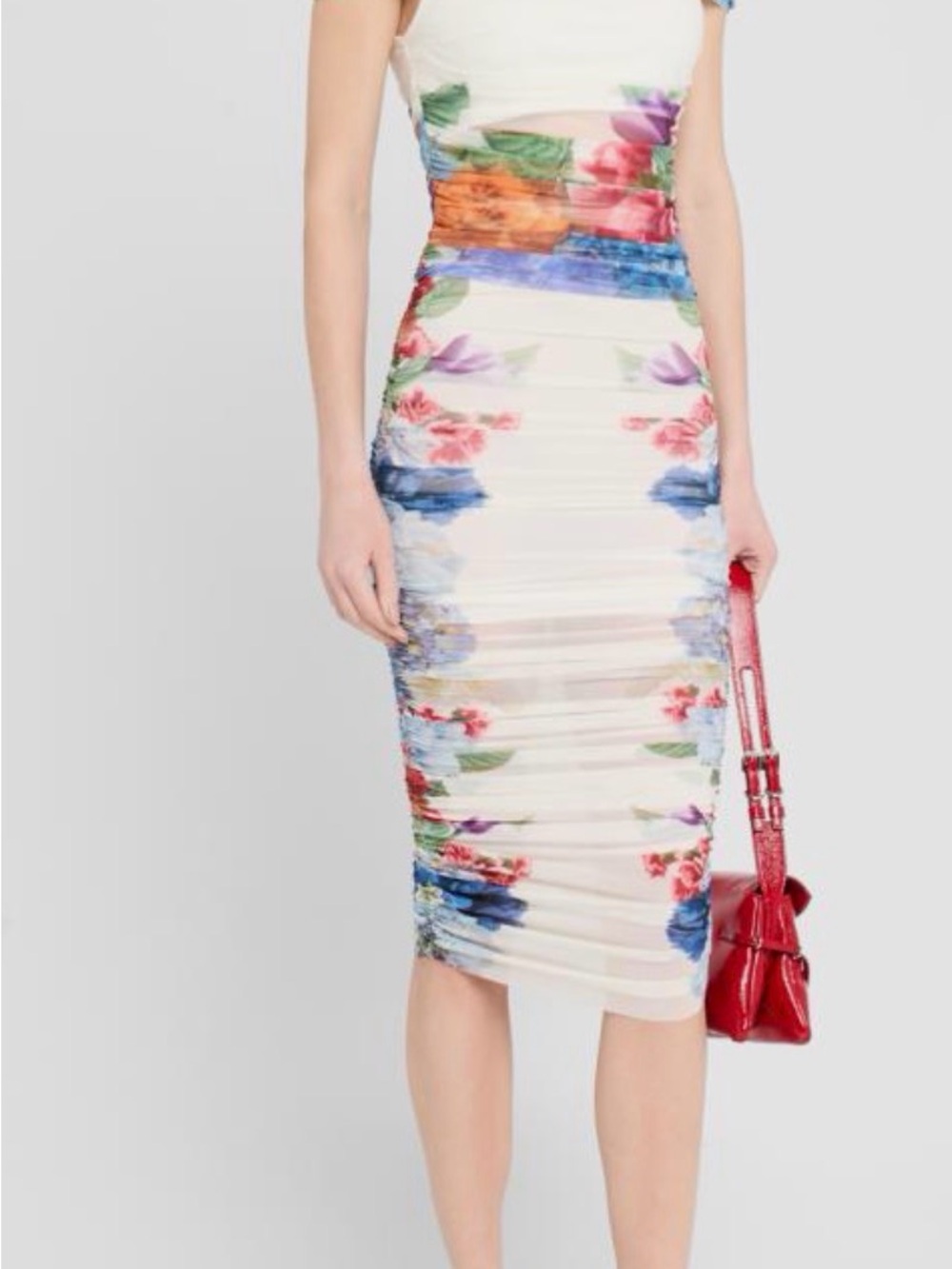 Alice + Olivia Cream Pencil Skirt with Multicolor Floral Print